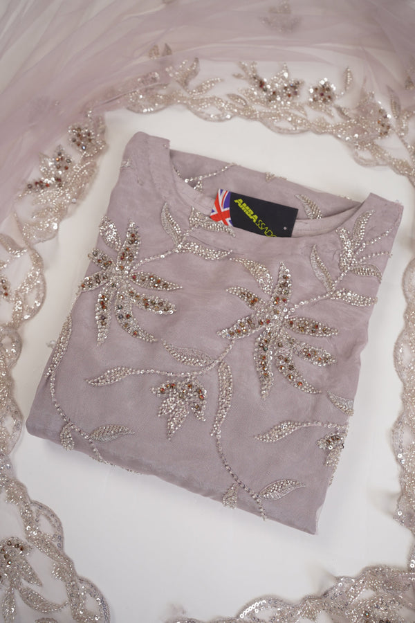 Luxury party - Kat Dana Heavily Embroidered Net (Long Shirts) - Ready to Wear - V1 - D2